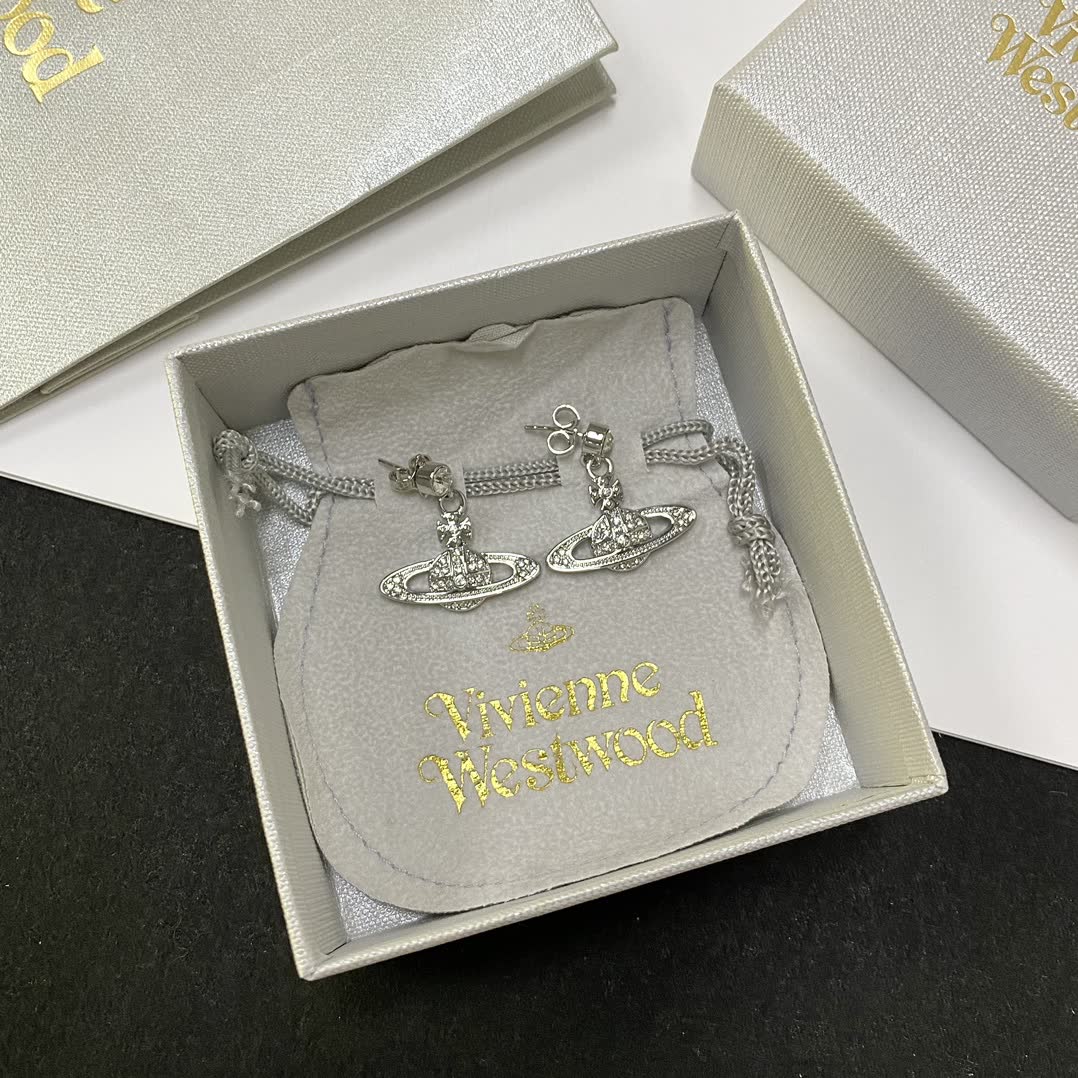 Vivienne Westwood Silver Saturn Ring Earrings